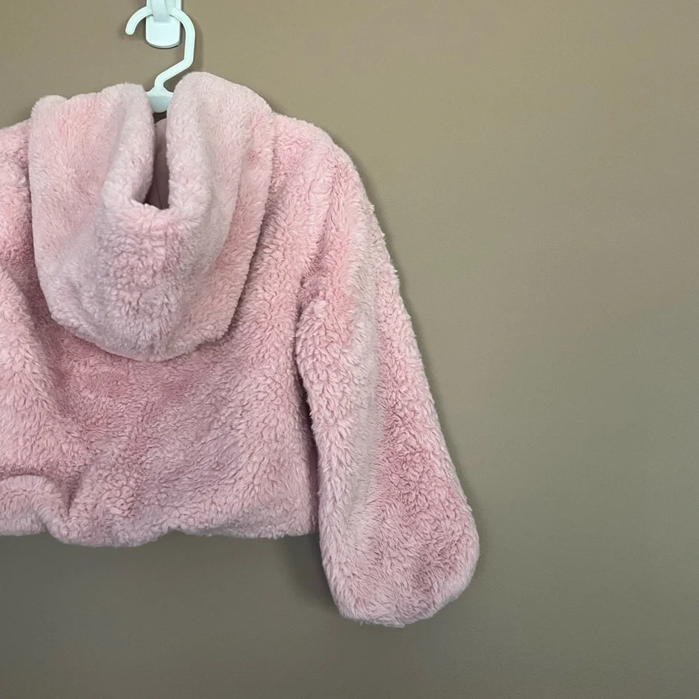 {OshKosh B'gosh} Faux Fur Hooded Jacket with Bubble Hem in PInk - Girls 5T